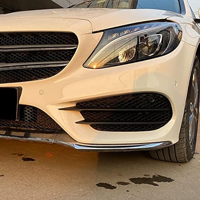 banapoy Front Bumper Fog Light Grille Replacement, ABS 2 Pcs Left Right Car Front Bumper Fog Lamp Trim Cover Compatible with W205 C205 AMG Line 20152018, Accessories - Image 4