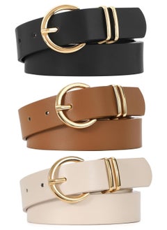 3 Pack Women's Leather Belts with Gold Buckle, Fit Waist 81-94cm, for Jeans & Dresses. - pzsku/Z1D7EB7FDE63A1A49CF0BZ/45/_/1735199863/e196a380-fcc3-4d7e-9966-96d744d04d51