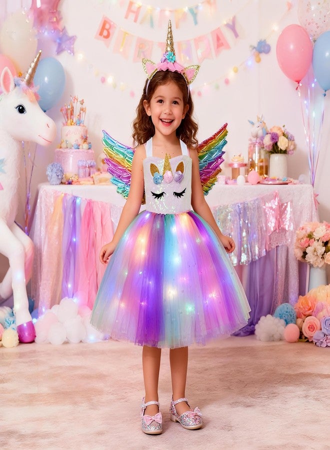 Davsolly Unicorn Costume for Girls Led Light Up Unicorn Princess Tutu Outfit for Halloween Dress Up Birthday Christmas Gifts - Image 2