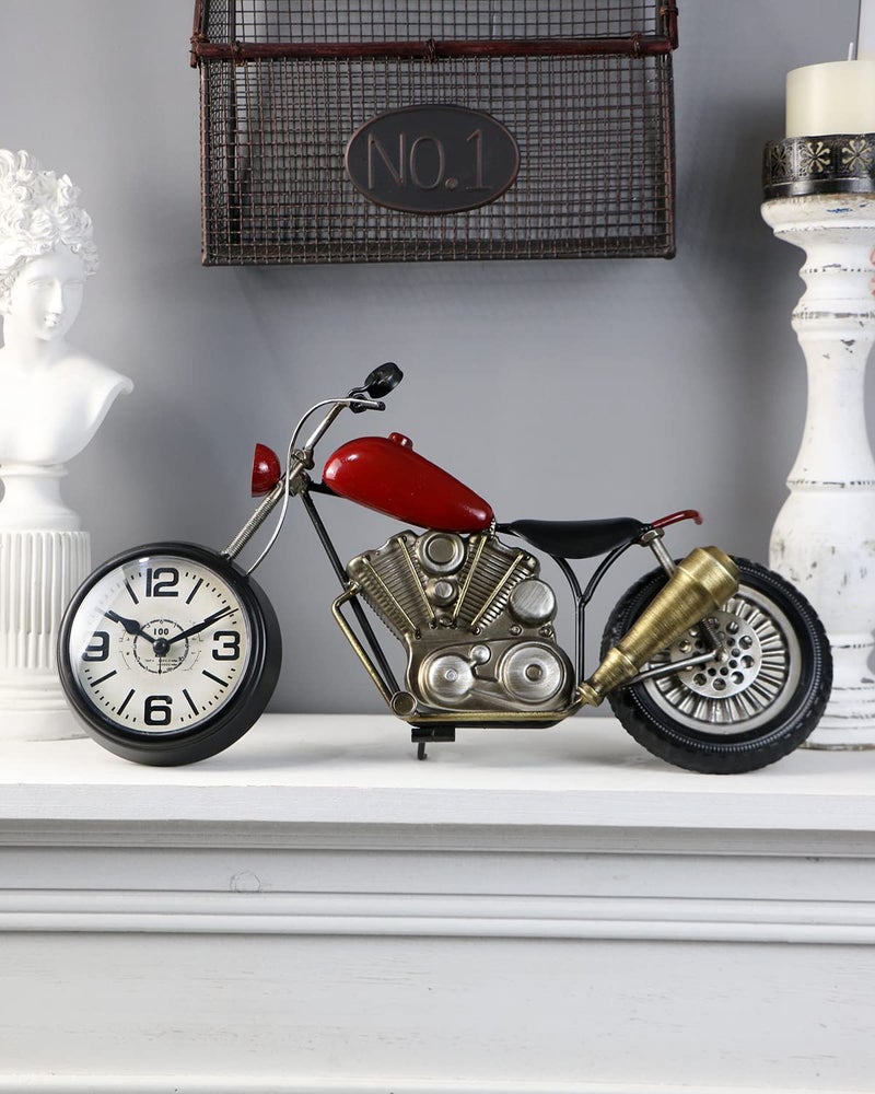 AOROTOE Vintage Motorcycle Desk Clock Red Battery Operated 173 in L 25 in W 78 in H