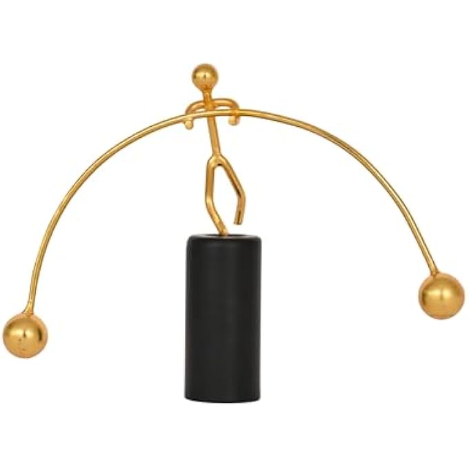 DecorTwist Newton's Balancing Man Stress Relief Perpetual Motion Toy (Pole Balancing) Help You Relax, Hand-Crafted with Love for Home & Office Table Decor Gift - Image 1