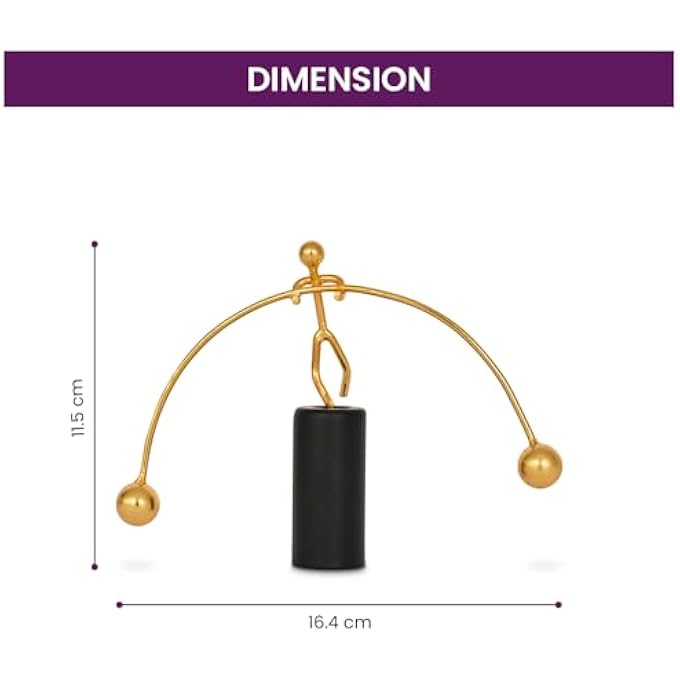 DecorTwist Newton's Balancing Man Stress Relief Perpetual Motion Toy (Pole Balancing) Help You Relax, Hand-Crafted with Love for Home & Office Table Decor Gift - Image 2