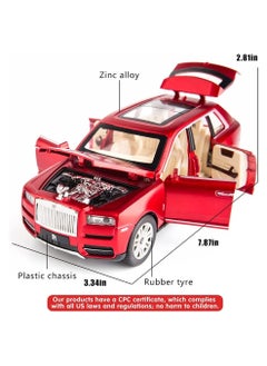 Swift 1:24 Rolls-Royce Cullinan Diecast Model Car, Zinc Alloy Pull Back Ty car with Sound and Light for Kids Boy Girl Gift, Red  - Image 2