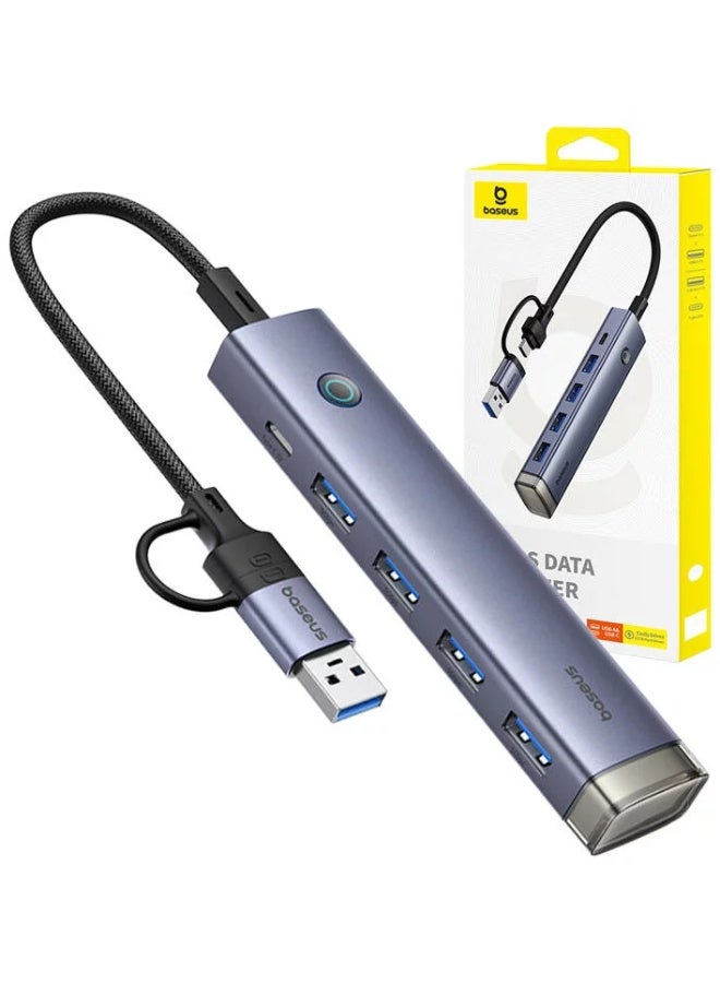 بيسوس Baseus UltraJoy 4in1 hub USB-A&USB-C to 4xUSB3.0+USB-C - Gray Gray - Image 2