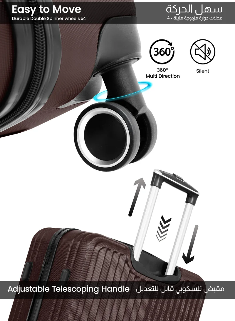 PARAJOHN Cabin Size Lightweight ABS Hardside Spinner Luggage Trolley -20 Inch | Carrying 10KG 8 Wheel Hardshell Suitcase-Coffee