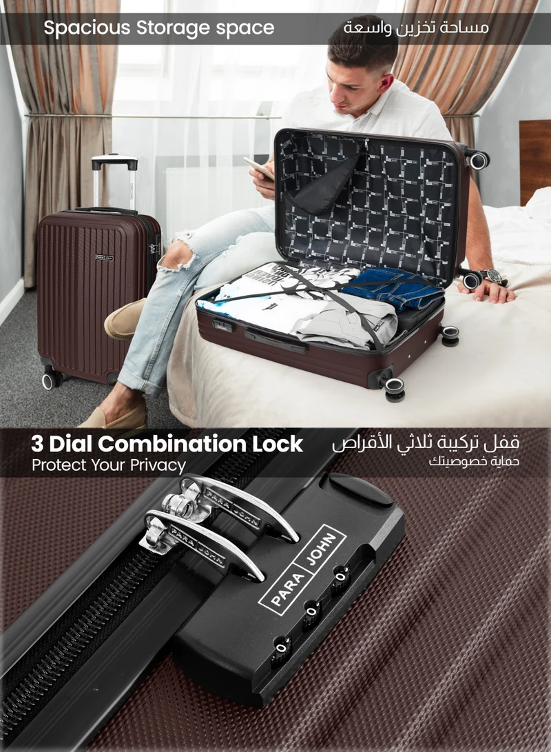 PARAJOHN Cabin Size Lightweight ABS Hardside Spinner Luggage Trolley -20 Inch | Carrying 10KG 8 Wheel Hardshell Suitcase-Coffee