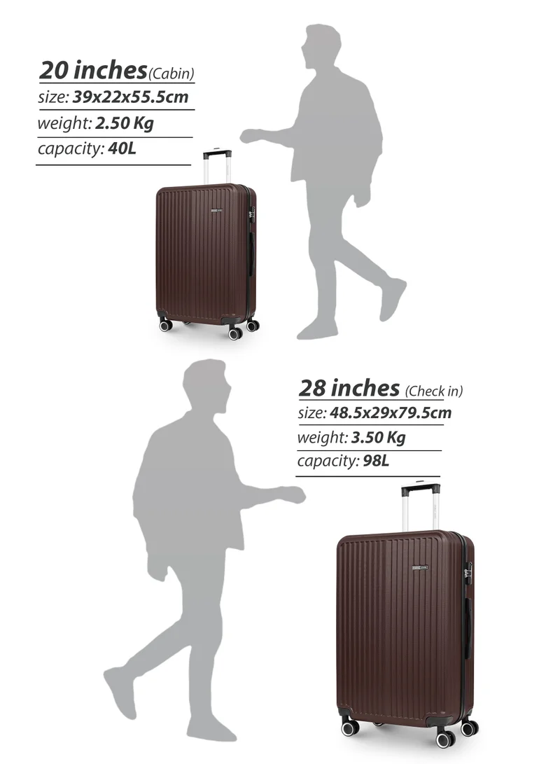 PARAJOHN Cabin Size Lightweight ABS Hardside Spinner Luggage Trolley -20 Inch | Carrying 10KG 8 Wheel Hardshell Suitcase-Coffee