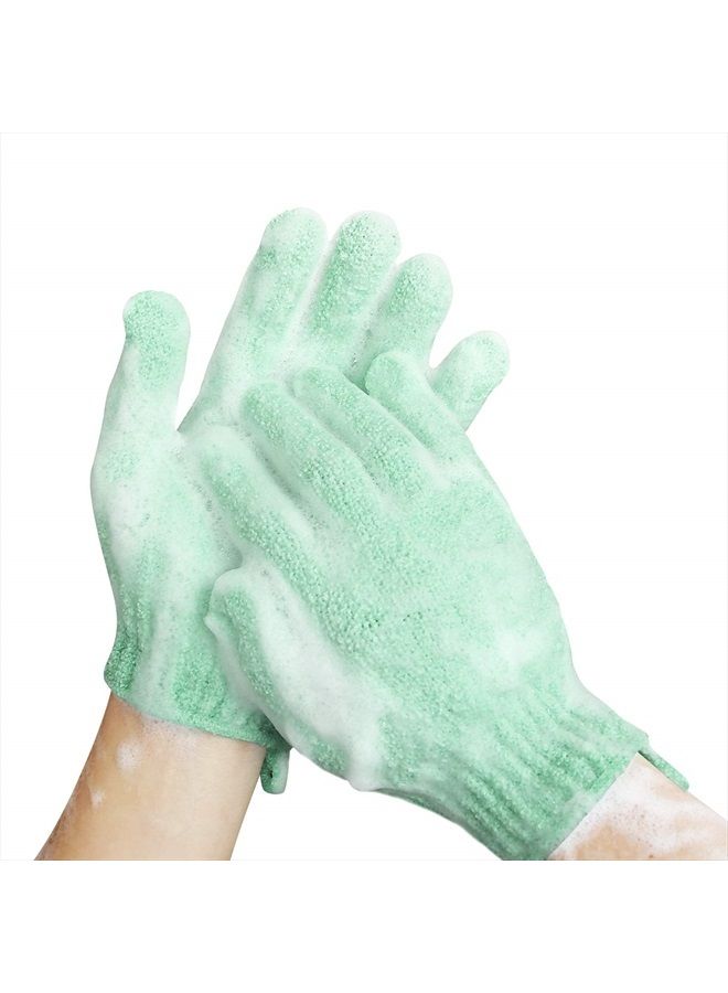 MIG4U Shower Exfoliating Scrub Gloves Medium to Heavy Bathing Gloves Body Wash Dead Skin Removal Deep Cleansing Sponge Loofah for Women and Men 1 Pair light green - Image 1