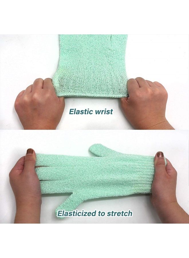 MIG4U Shower Exfoliating Scrub Gloves Medium to Heavy Bathing Gloves Body Wash Dead Skin Removal Deep Cleansing Sponge Loofah for Women and Men 1 Pair light green - Image 4