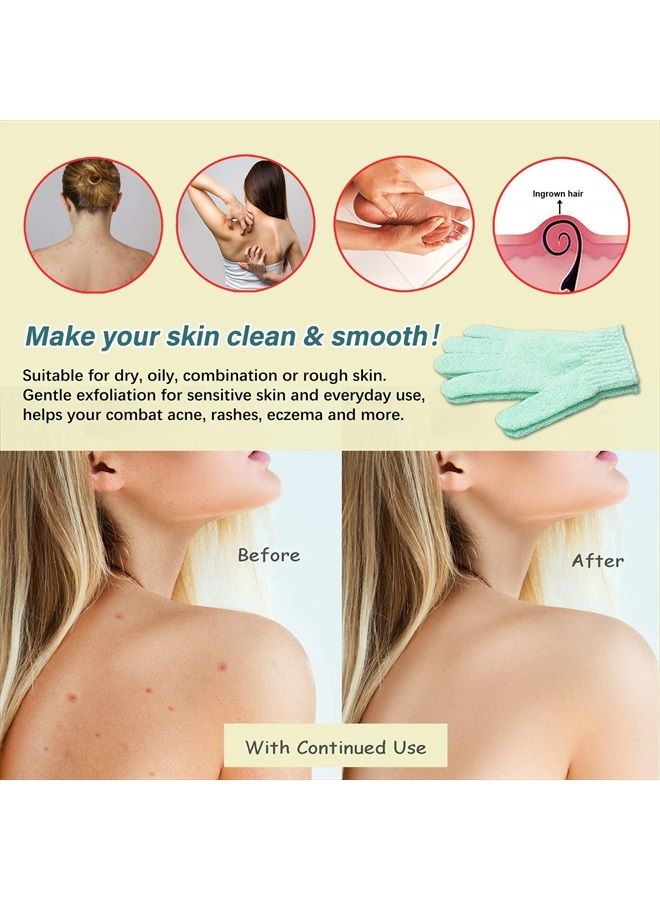 MIG4U Shower Exfoliating Scrub Gloves Medium to Heavy Bathing Gloves Body Wash Dead Skin Removal Deep Cleansing Sponge Loofah for Women and Men 1 Pair light green - Image 3
