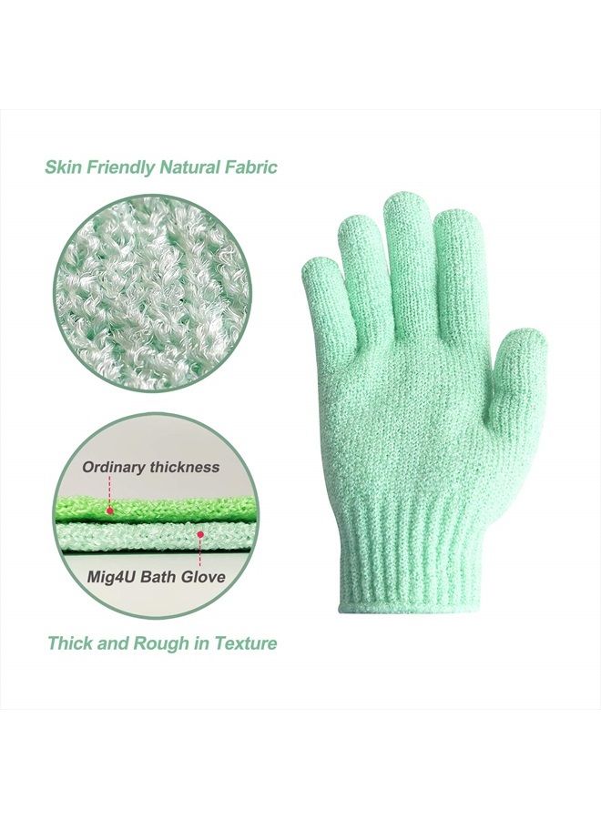 MIG4U Shower Exfoliating Scrub Gloves Medium to Heavy Bathing Gloves Body Wash Dead Skin Removal Deep Cleansing Sponge Loofah for Women and Men 1 Pair light green - Image 2