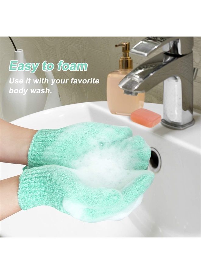 MIG4U Shower Exfoliating Scrub Gloves Medium to Heavy Bathing Gloves Body Wash Dead Skin Removal Deep Cleansing Sponge Loofah for Women and Men 1 Pair light green - Image 5