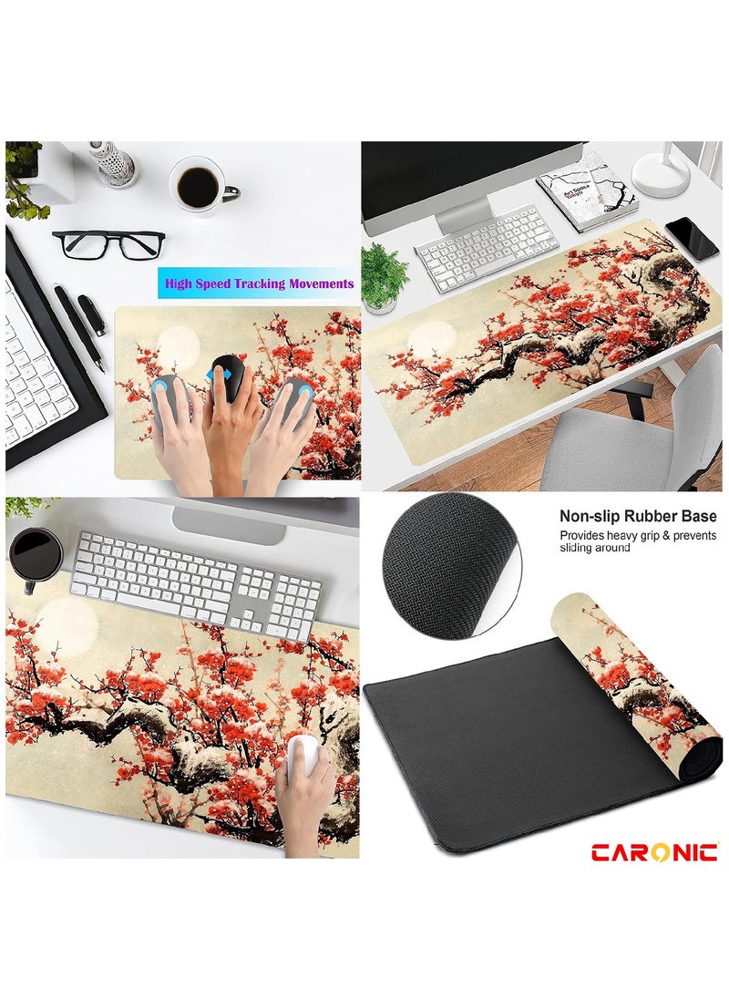 CARONIC - Large Gaming Mouse Pad with Superior Micro Weave Cloth Extended Desk Mousepad with Stitched Edges Non-Slip Base Water Resist Keyboard Pad For Gamer And Office Home - Image 1