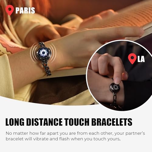 TOTWOO Single Long Distance Touch Bracelets for Couples Smart Light Vibration Love Jewelry Long Distance Gifts for Him Her Women Men OnetoOne Bluetooth Pairing via App - Image 3