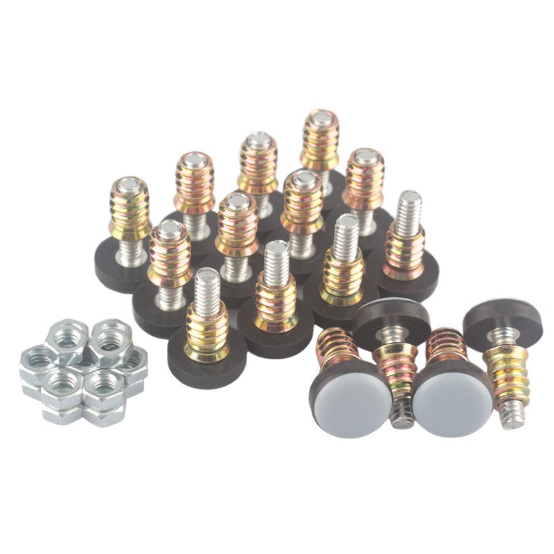CSFMC Furniture Leveler PTFETeflon Bottom20mm Base 142016 PackThreaded Shank Adjust PadsTableChairCabinetSofa Medium Adjustable Legs LevelingNuts Installation and Floor Protection