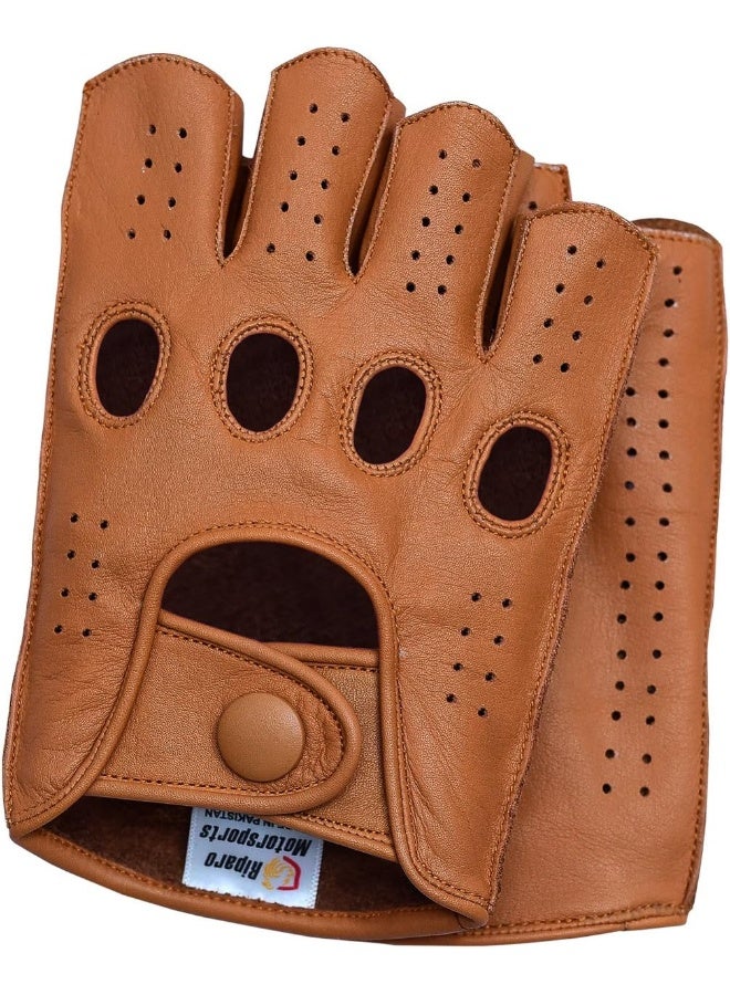 Riparo Leather Fingerless Gloves for Driving, Motorcycle, Riding, Costume, Cosplay and Cycling - Image 1