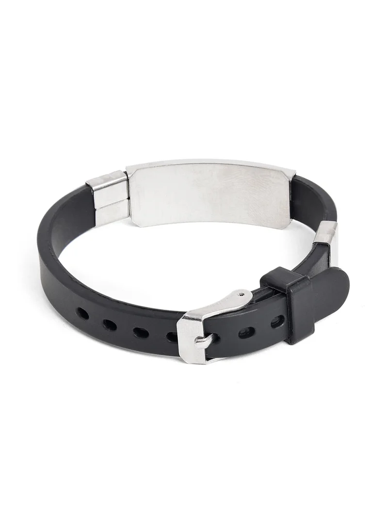 سوهي Black Industrial Leather Wraparound Bracelet