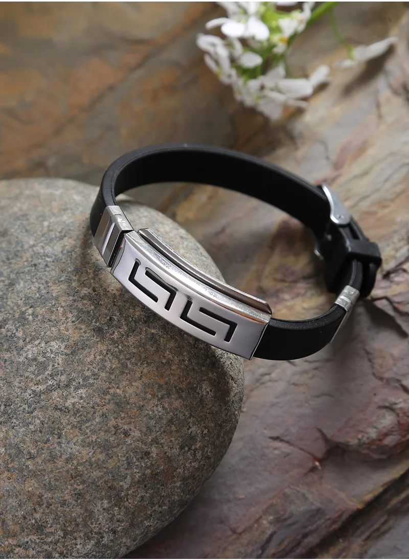 سوهي Black Industrial Leather Wraparound Bracelet