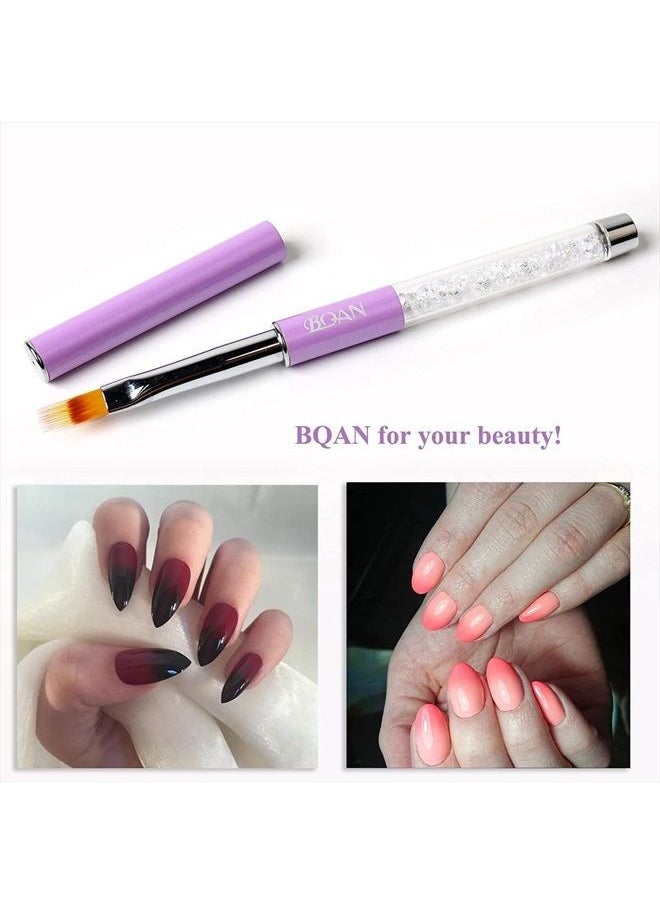 1Pcs Nail Ombre Brush Nail Art Gradient Painting Brush With Rhinestone Handle For Nail Design, For Gel Nails