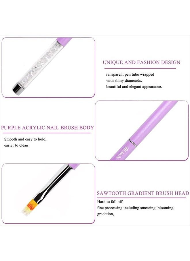 1Pcs Nail Ombre Brush Nail Art Gradient Painting Brush With Rhinestone Handle For Nail Design, For Gel Nails