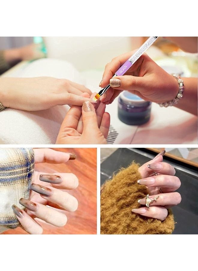 1Pcs Nail Ombre Brush Nail Art Gradient Painting Brush With Rhinestone Handle For Nail Design, For Gel Nails
