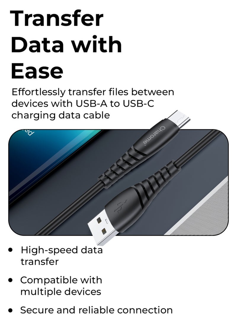 Charome كابل USB-A إلى USB-C الممتاز: شحن سريع، نقل بيانات عالي السرعة، بطول 1 متر، حماية أثناء الشحن، مزامنة البيانات، وتصميم متين مقاوم للانحناء متوافق مع جميع سلسلة آيفون، ويندوز وماك بوك برو، ماك بوك إير، آيباد برو، سامسونج جالاكسي S23/22/Z Fold/Z Flip، جوجل بيكسل 7/6A، PS5 - Image 4