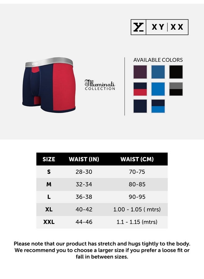 XYXX XYXX Men's Underwear Illuminati IntelliSoft Antimicrobial Micro Modal Trunk Pack of 2 (Black Iris & Tango Red;Black Iris & Brilliant Blue; L)  - Image 4
