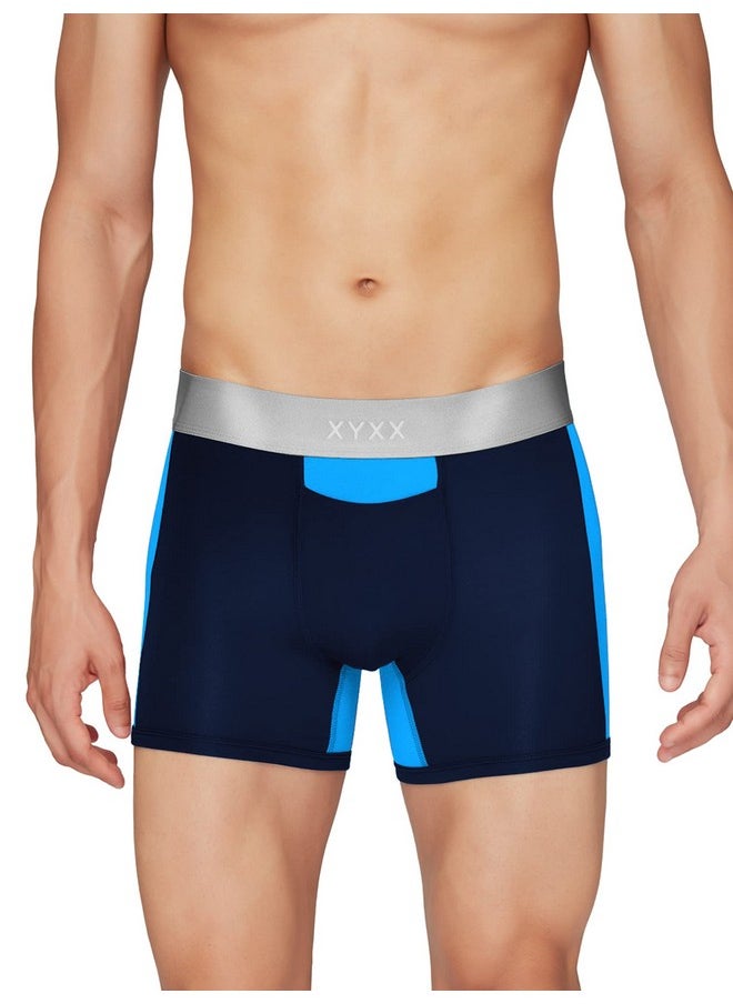XYXX XYXX Men's Underwear Illuminati IntelliSoft Antimicrobial Micro Modal Trunk Pack of 2 (Black Iris & Tango Red;Black Iris & Brilliant Blue; L)  - Image 2