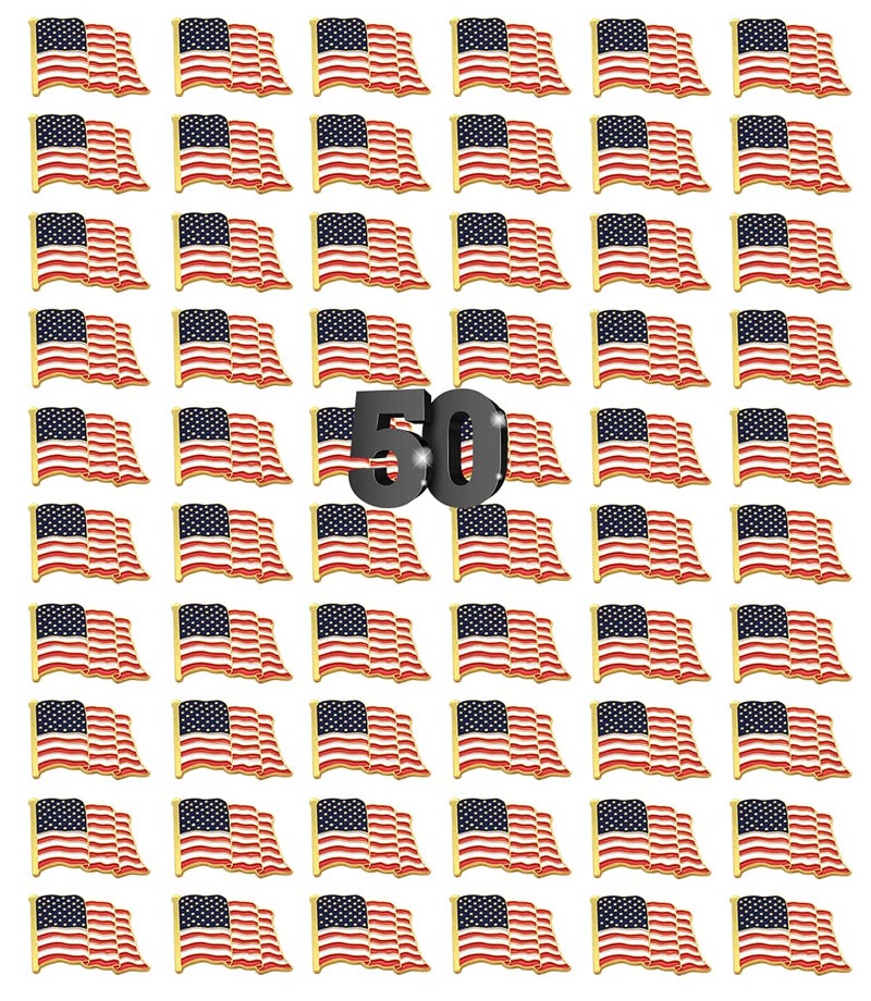 MEUUT 24 Pack American Flag Lapel Pins -USA Metal Enamel Waving Flag Pins US Patriotic Badge - Image 1