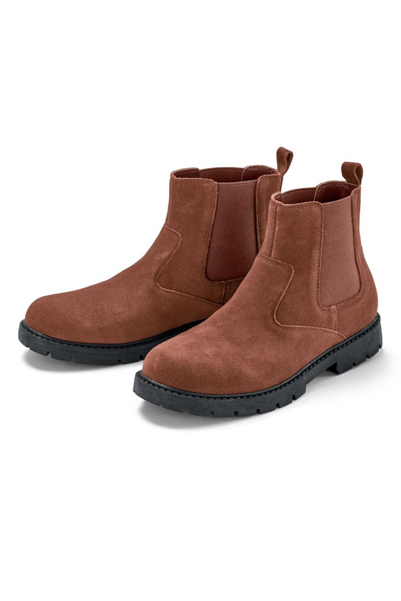 Tchibo Kids Boy Suede Slip On Ankle Boots, Dark Brown - Image 2