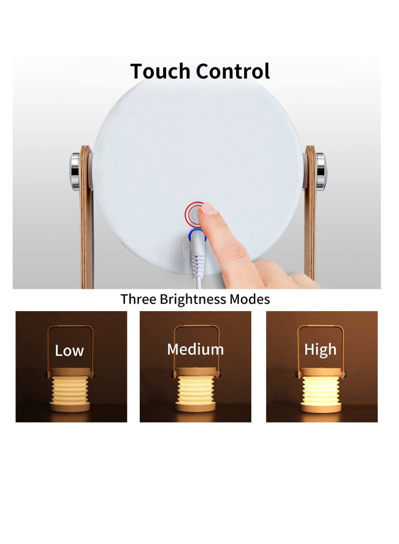 Excefore Touch Night Light Lamp, USB Rechargeable Desk Lights, 360° Rotatable Portable Foldable Lantern Lamp LED Light for Reading, Camping and Bedroom(Wood) - Image 4