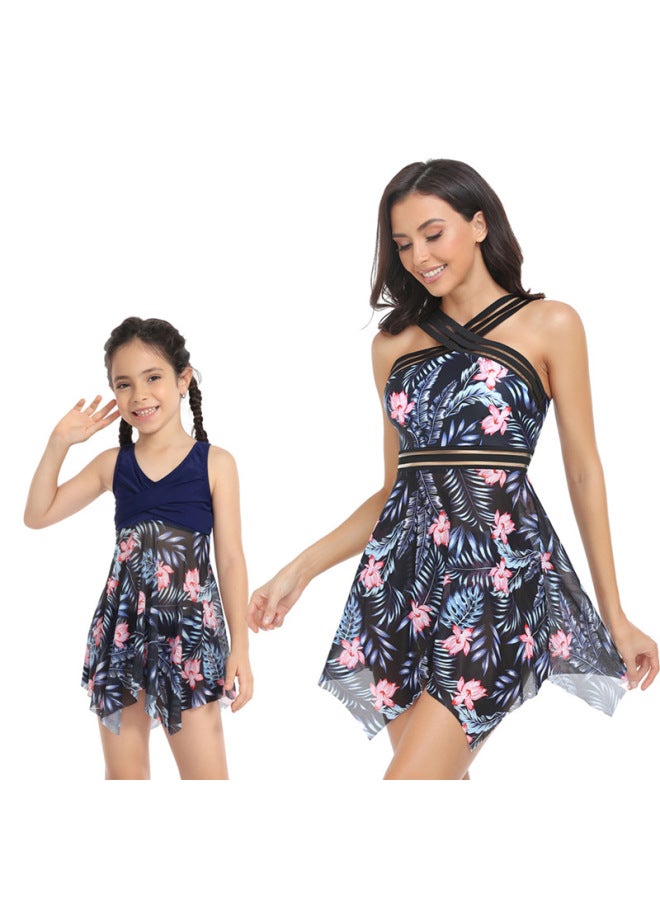 Loquat 2024 Mother-daughter Split Swimsuit Hot Spring European And American Mesh Swimsuit Female Hi Fish Wholesale-Color:pink Flower- - Image 1