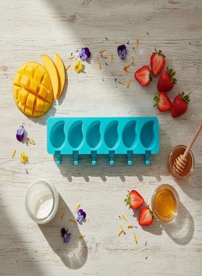 Skytail Silicone Mango Shape Popsicle Mold 6 Cavities Cake Pop Molds for Kids Cute Fruit Cakesicle for Summer Making Cakesicle Ice Pops Kulfi Mango Ice Cream Frozen Treats DIY Popsicle Maker - Image 4