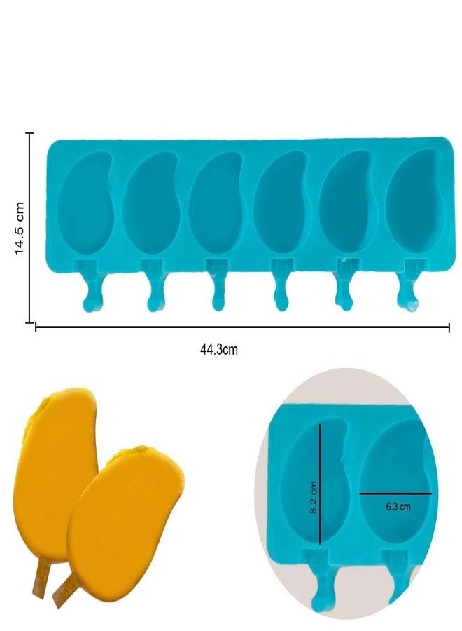 Skytail Silicone Mango Shape Popsicle Mold 6 Cavities Cake Pop Molds for Kids Cute Fruit Cakesicle for Summer Making Cakesicle Ice Pops Kulfi Mango Ice Cream Frozen Treats DIY Popsicle Maker - Image 2