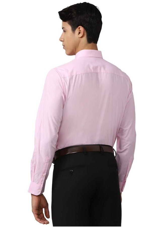 Peter England Peter England Men's Solid Regular Fit Shirt (PESFONUPO29575_Light Pink 1 42)  - Image 3