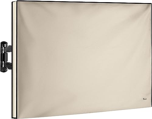 Garnetics Outdoor TV Cover 32 Inch – Waterproof, Weatherproof TV Enclosures with Smart Shield Screen Protectors, Ideal for Outdoor Use, Moving, and Storage - Beige - Image 1