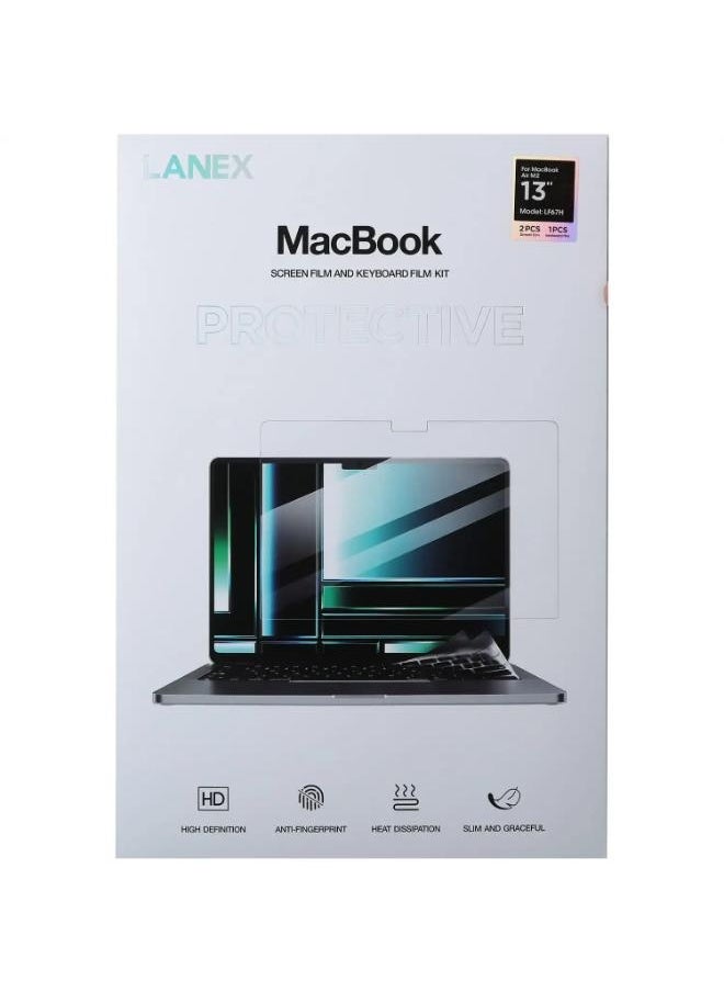 LANEX Lanex screen protector and keyboard, 3 pieces, Compatible with MacBook Air M2 13 - Clear  - Image 1