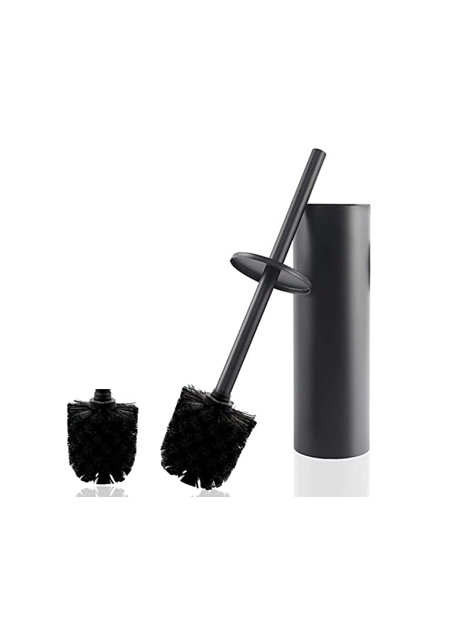 JZS Toilet Brush and Holder Set for Bathroom Removable Stainless Steel 304 Rubber Painted Black Toilet Brush Cleaning Tool Holder with Toilet Brush Black - Image 2