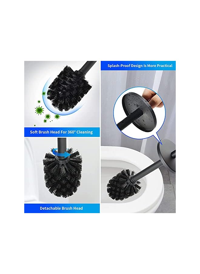 JZS Toilet Brush and Holder Set for Bathroom Removable Stainless Steel 304 Rubber Painted Black Toilet Brush Cleaning Tool Holder with Toilet Brush Black - Image 5