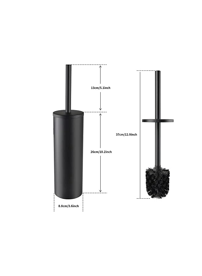 JZS Toilet Brush and Holder Set for Bathroom Removable Stainless Steel 304 Rubber Painted Black Toilet Brush Cleaning Tool Holder with Toilet Brush Black - Image 3