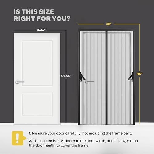 SEWANTA Hands-Free Magnetic Screen Door, Heavy Duty, Self Sealing Screen Door Mesh Protector, Pet and Kid-Friendly, Stay-Open Buckle, Keeps Bugs Out While Letting Nature in, Fits Door Size (48" x 96") - Image 3