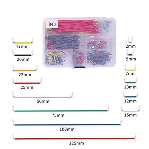 AEDIKO 840pcs Jumper Wire Kit 14 Values Breadboard Jumper Wires Kit 2-125mm Solderless Flexible Breadboard Connecting Line Cables - Image 4