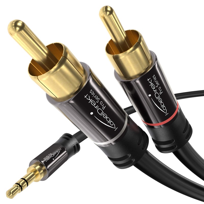 KabelDirekt â€“ RCA to Jack 3.5mm Adapter Cable â€“ 10ft â€“ Versatile Plug-and-Play Audio Cable (Aux/3.5mm to 2X RCA for Smartphone, Tablet, Home Theater, soundbar, TV, Notebook, MP3) - Image 1