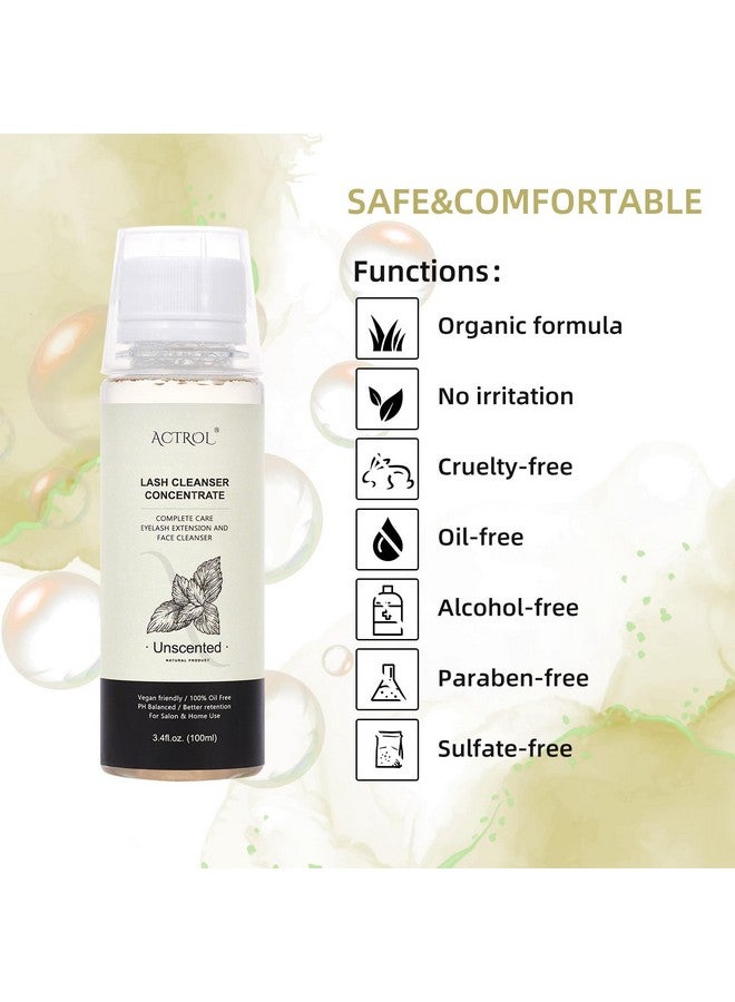 ACTROL Eyelash Shampoo Concentrate 100Ml Lash Extensions Cleanser Concentrate Unscented Natural Foaming Shampoo Diy Wash For Extensions Lashes With Salon Home Caremakes 60Ml Bottles - Image 2