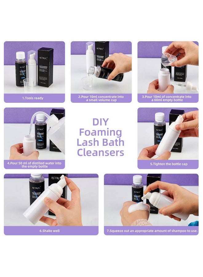 ACTROL Eyelash Shampoo Concentrate 100Ml Lash Extensions Cleanser Concentrate Unscented Natural Foaming Shampoo Diy Wash For Extensions Lashes With Salon Home Caremakes 60Ml Bottles - Image 4