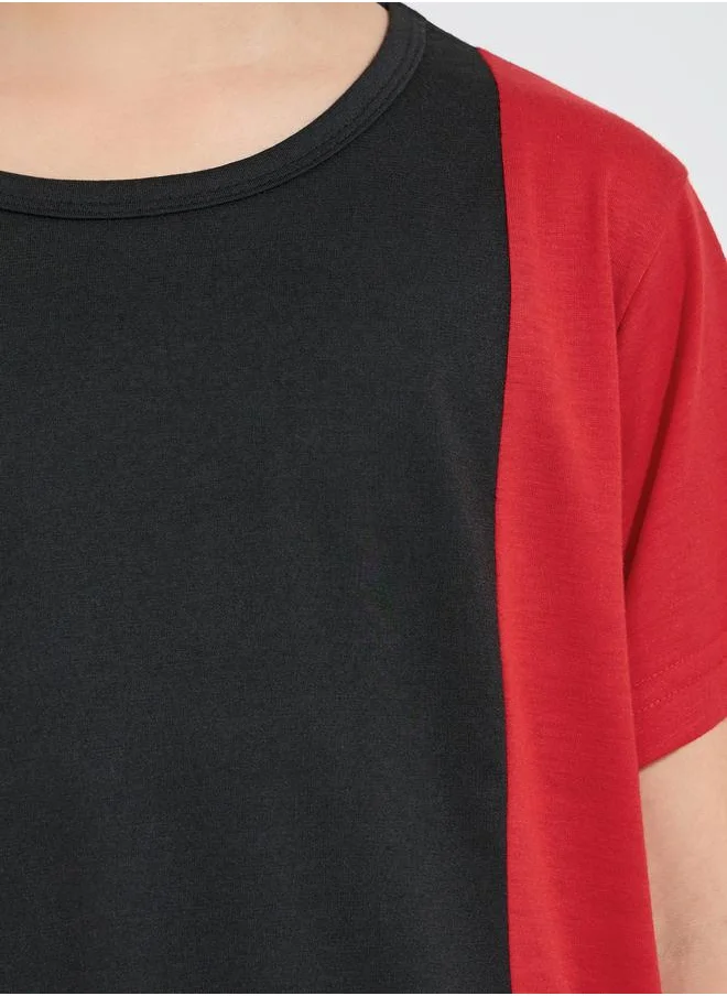 Styli Color Block Round Neck T-Shirt