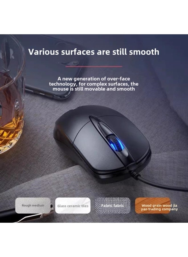 Mouse Wired USB Mute Silent Office Desktop Laptop Business USB Gaming Universal Wheel Photoelectric-Color:Black  Audio Button/1.2m Cable Length + Mouse Pad - Image 4