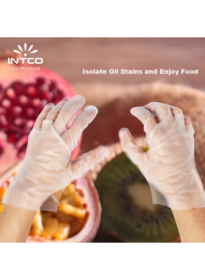 Intco Disposable Gloves 200 Count For Food Service Kitchen Beauty Plastic Thin Film Gloves Food Grade Tpe Gloves Large Size