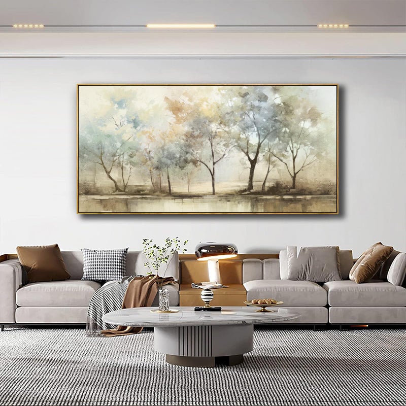 VHMING Abstract Wall Art Artwork Retro Trees Pictures Decor Canvas Painting Framed Ready to Hang Living Room Bedroom and Office Wall Decor 24x48 Inch - Image 2