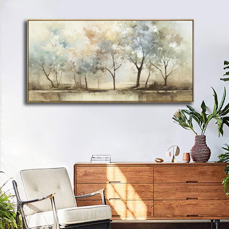 VHMING Abstract Wall Art Artwork Retro Trees Pictures Decor Canvas Painting Framed Ready to Hang Living Room Bedroom and Office Wall Decor 24x48 Inch - Image 5